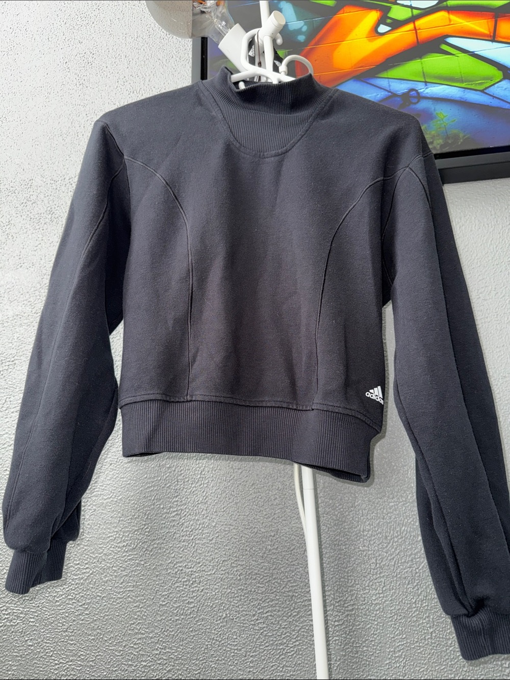 adidas women’s Black Cowl Pullover Sweatshirt w/ bubble sleeve